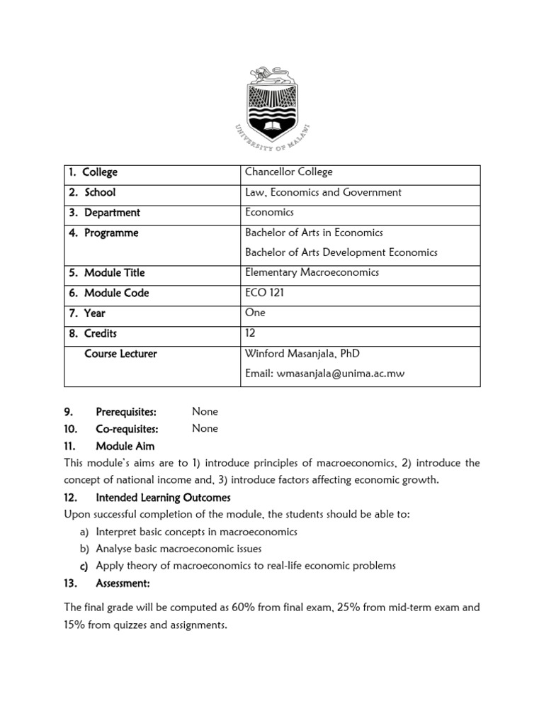 Economics Course Outline Sem. 2 | PDF | Cost Of Living | Economics