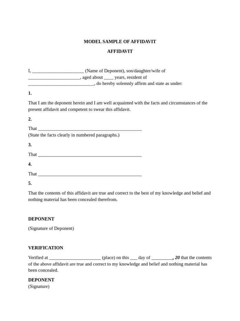 Sample of Affidavit | PDF