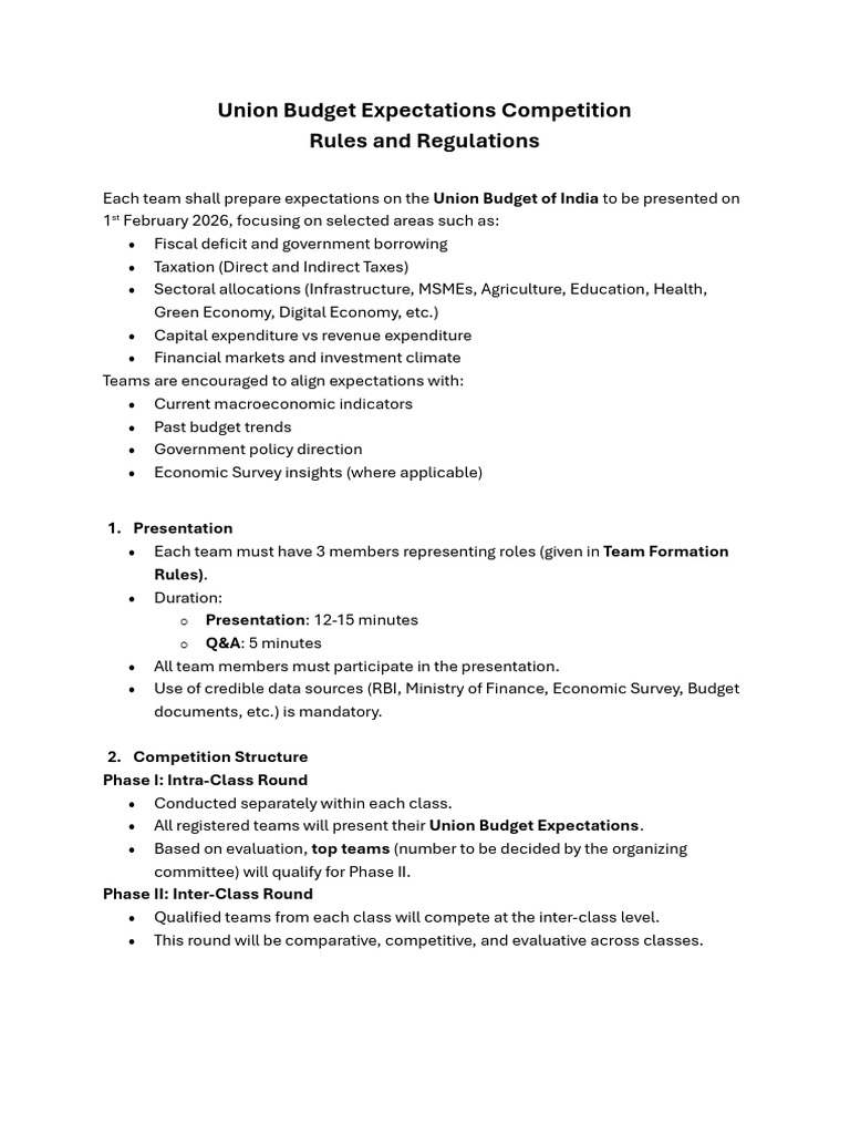 Union Budget Expectation 2026 | PDF | Taxes | Government Budget Balance