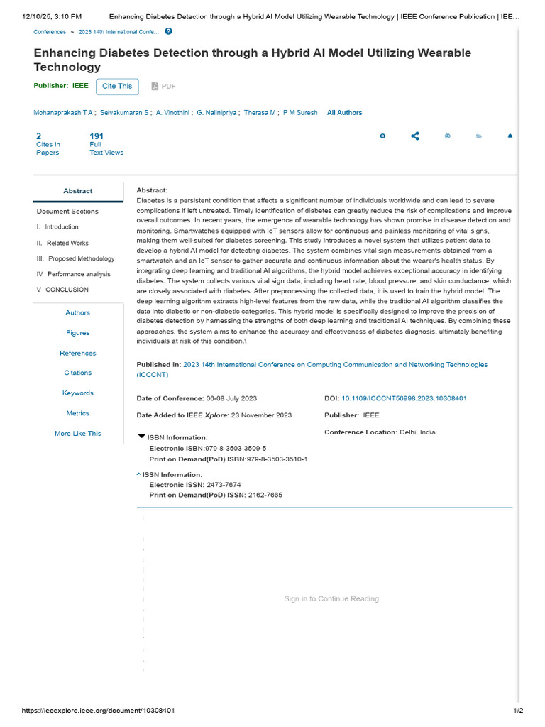 Enhancing Diabetes Detection Through A Hybrid AI Model Utilizing ...