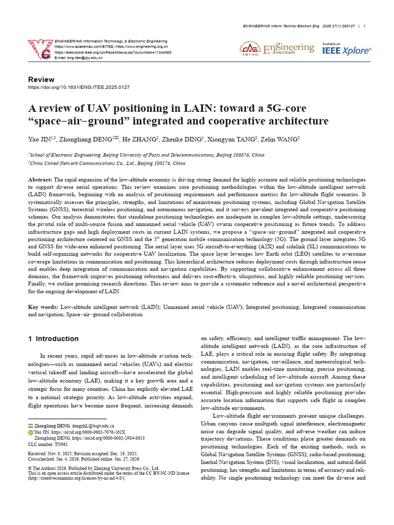 A Review of UAV Positioning in LAIN Toward A 5G-Core Space-Air-Ground ...