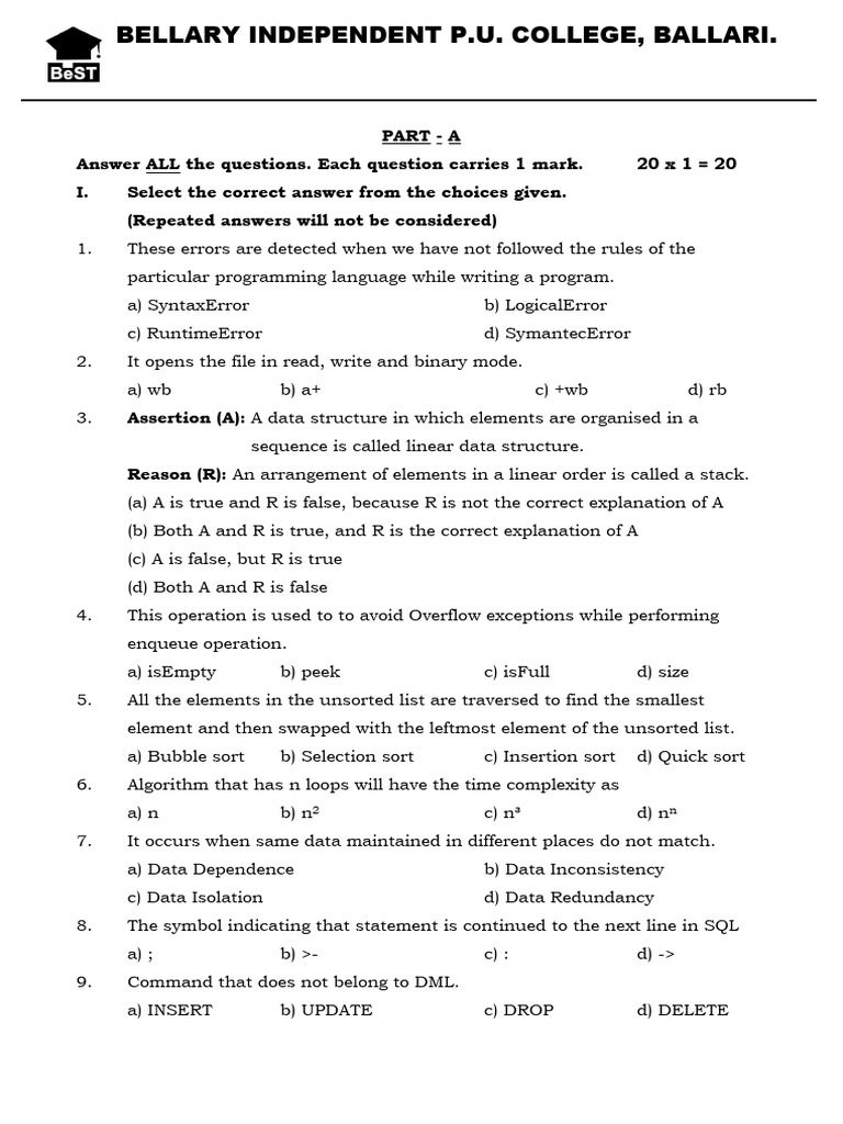Model Question Paper 2 | PDF | Computing | Computer Science