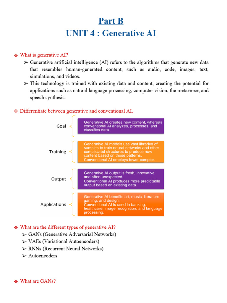 IX - Part B - Unit 4 - Generative AI - Notes | PDF | Artificial ...
