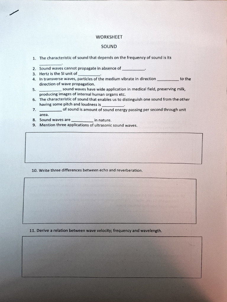 Sound Worksheet | PDF