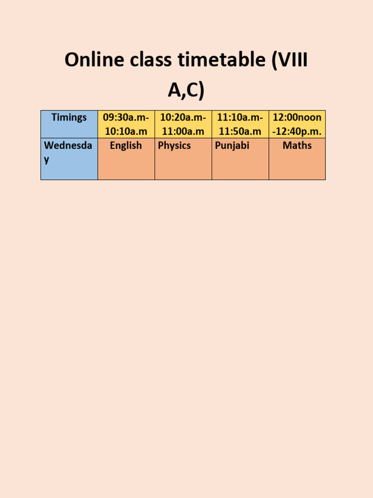Online Class Timetable-VIII New-1 | PDF