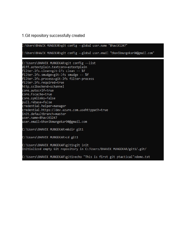 1.git Repository Successfully Created | PDF