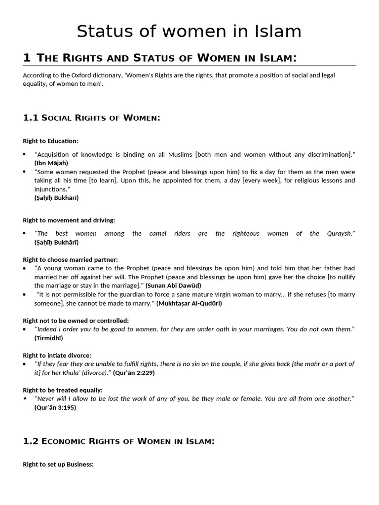5.2 Status of Women in Islam | PDF | Muhammad | Quran