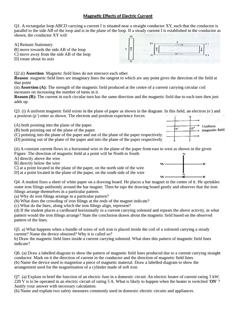 Magnetic Effects of Electric Current | PDF | Magnetic Field | Electric ...