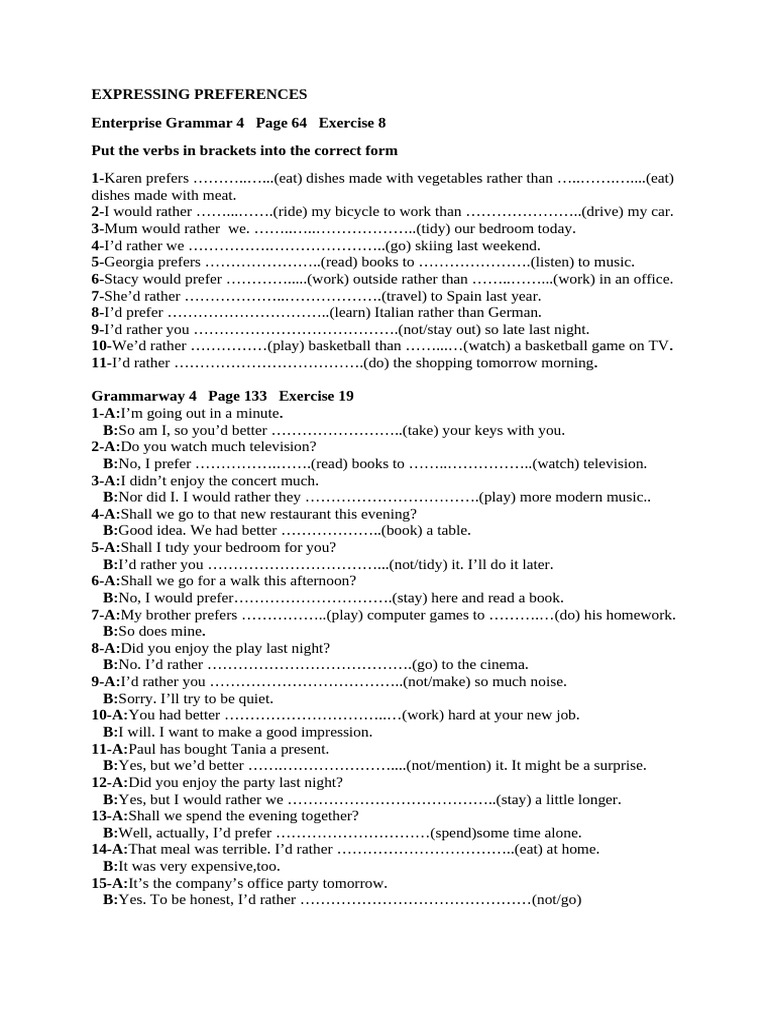 Expressing Preferences | PDF