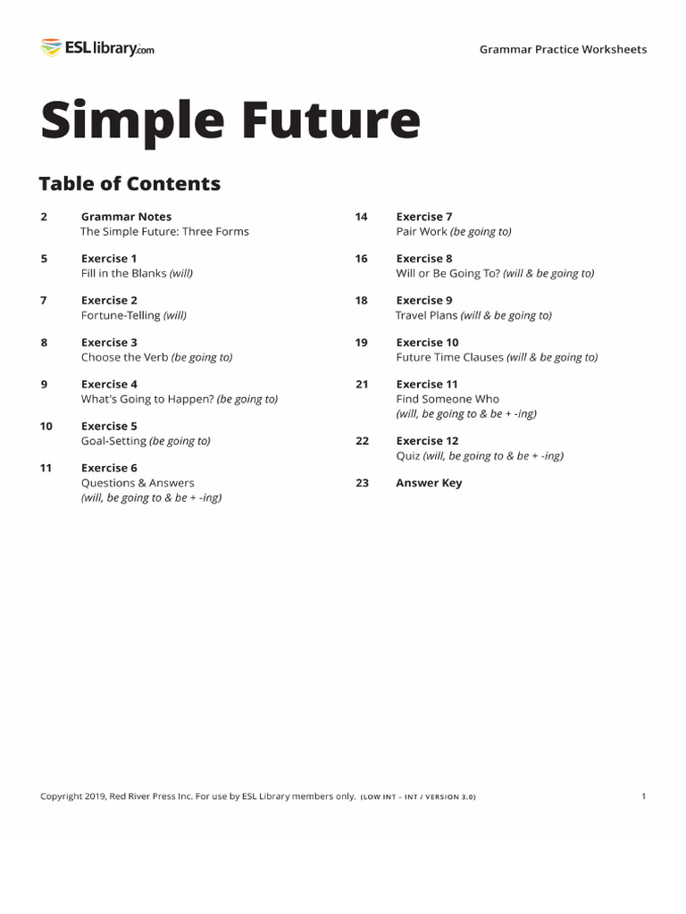 Simple Future - Ellii Formerly ESL Library | PDF