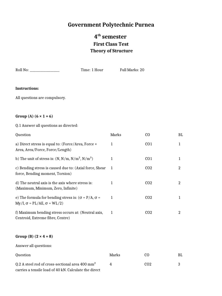 First Class Test GPP Extreme Right Format | PDF