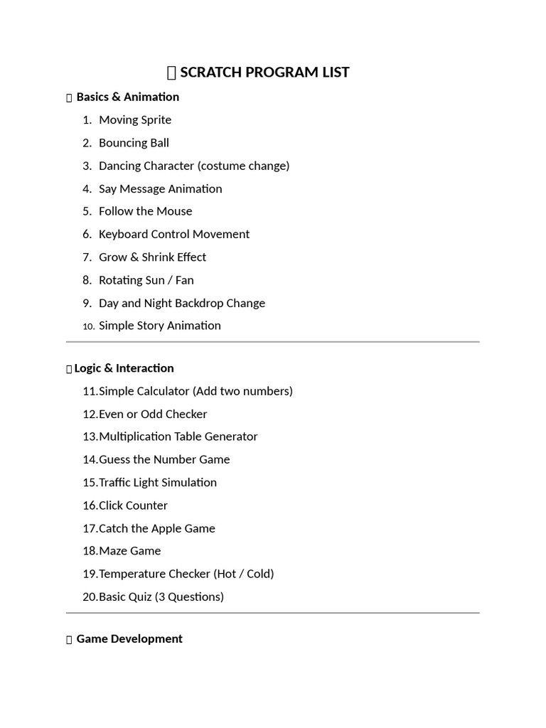 ? Scratch Program List | PDF