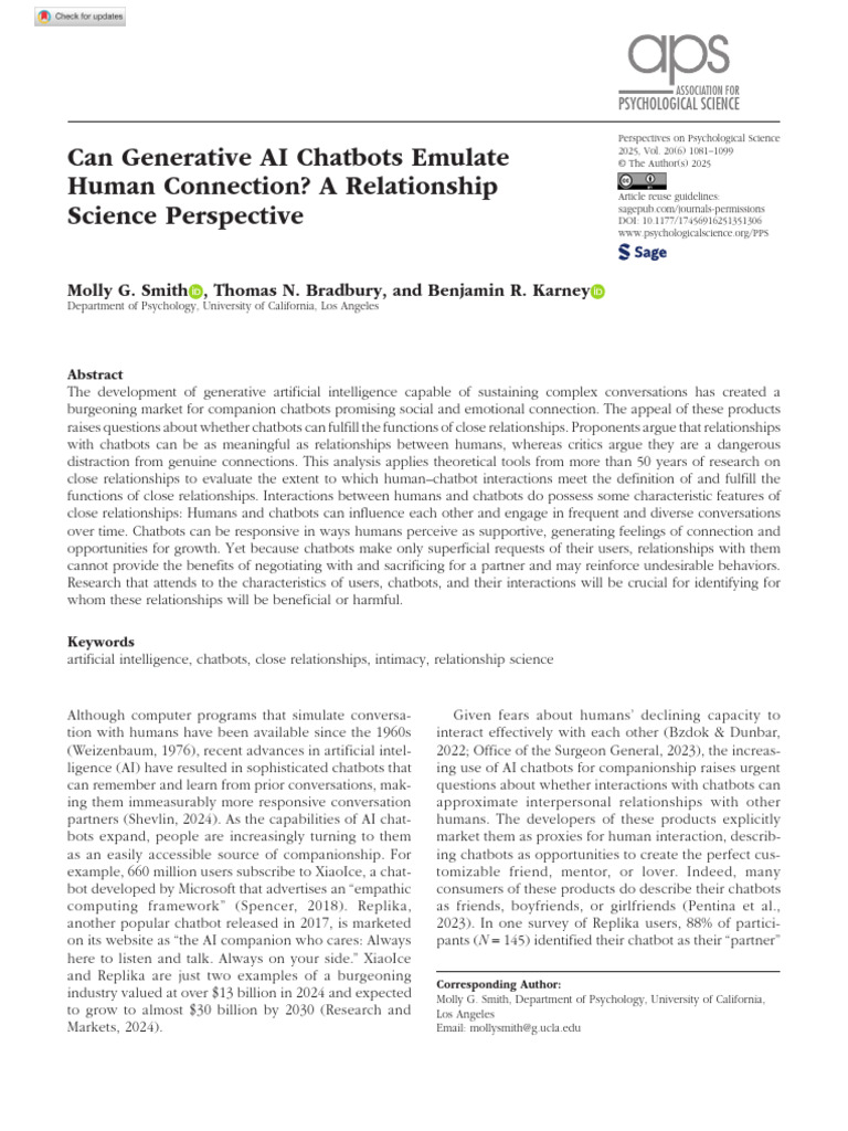 Chatbots Emulate Human Connection | PDF | Artificial Intelligence ...