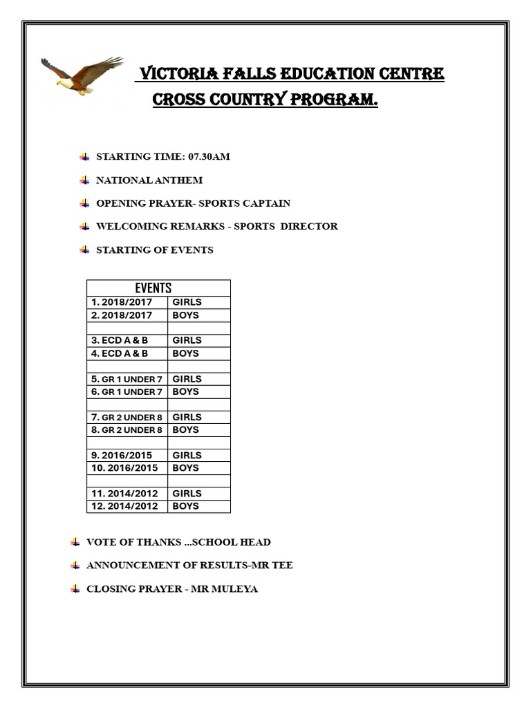 2026 VFEC Cross Country Program | PDF