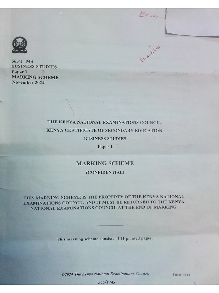 2024 Kcse Busi p1 Ms | PDF