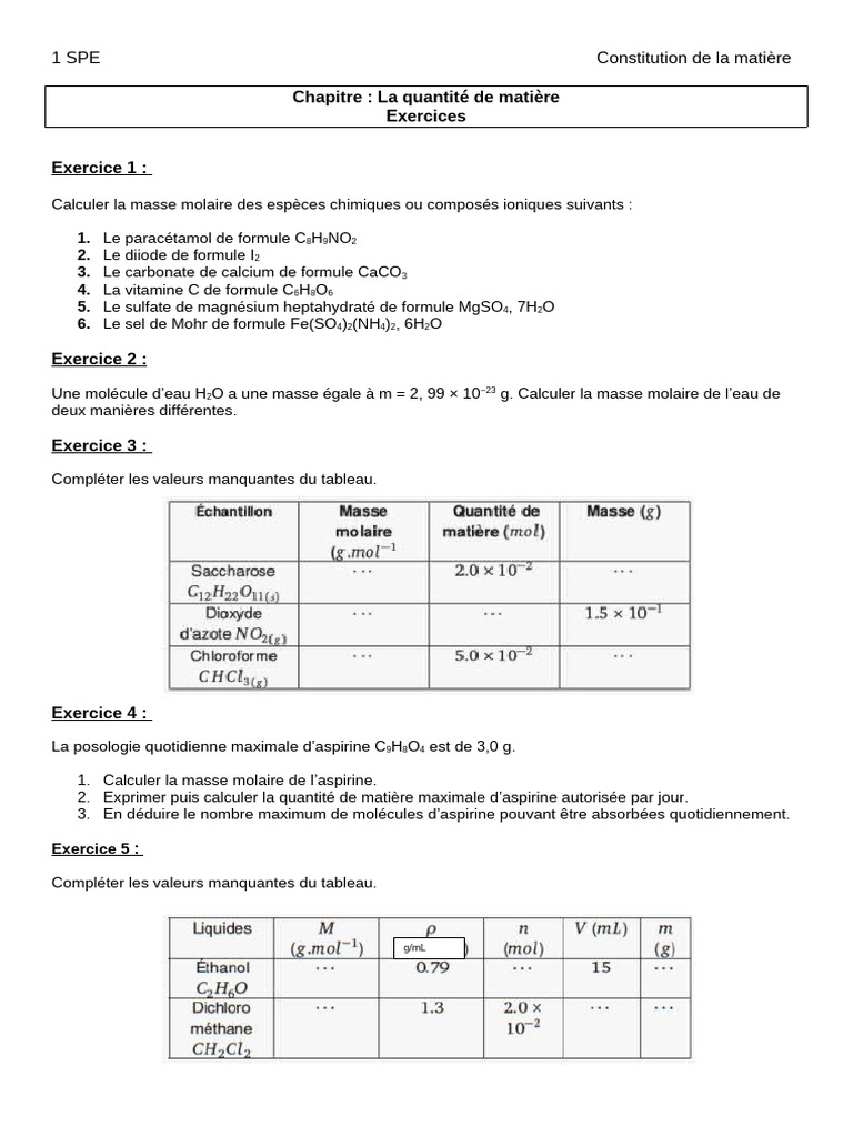 Exercice Application Mole | PDF