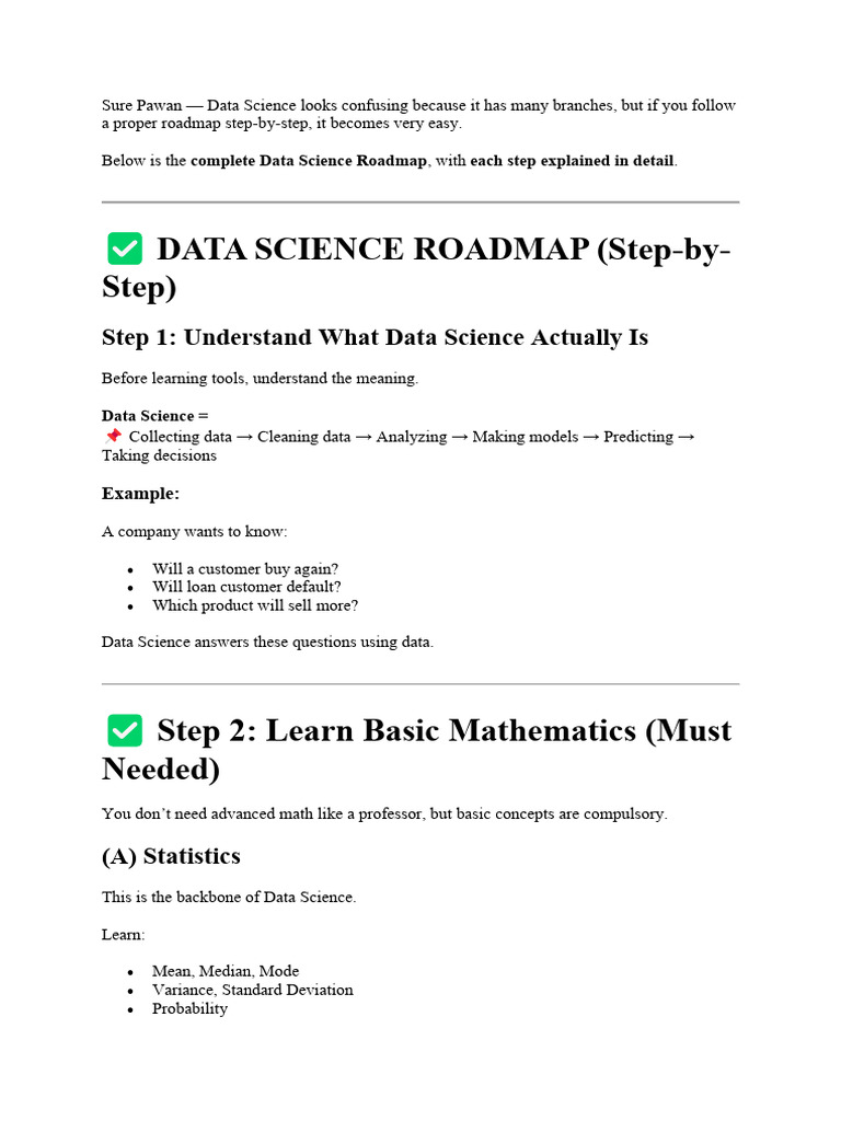 Roadmap DataScience | PDF | Machine Learning | Applied Mathematics