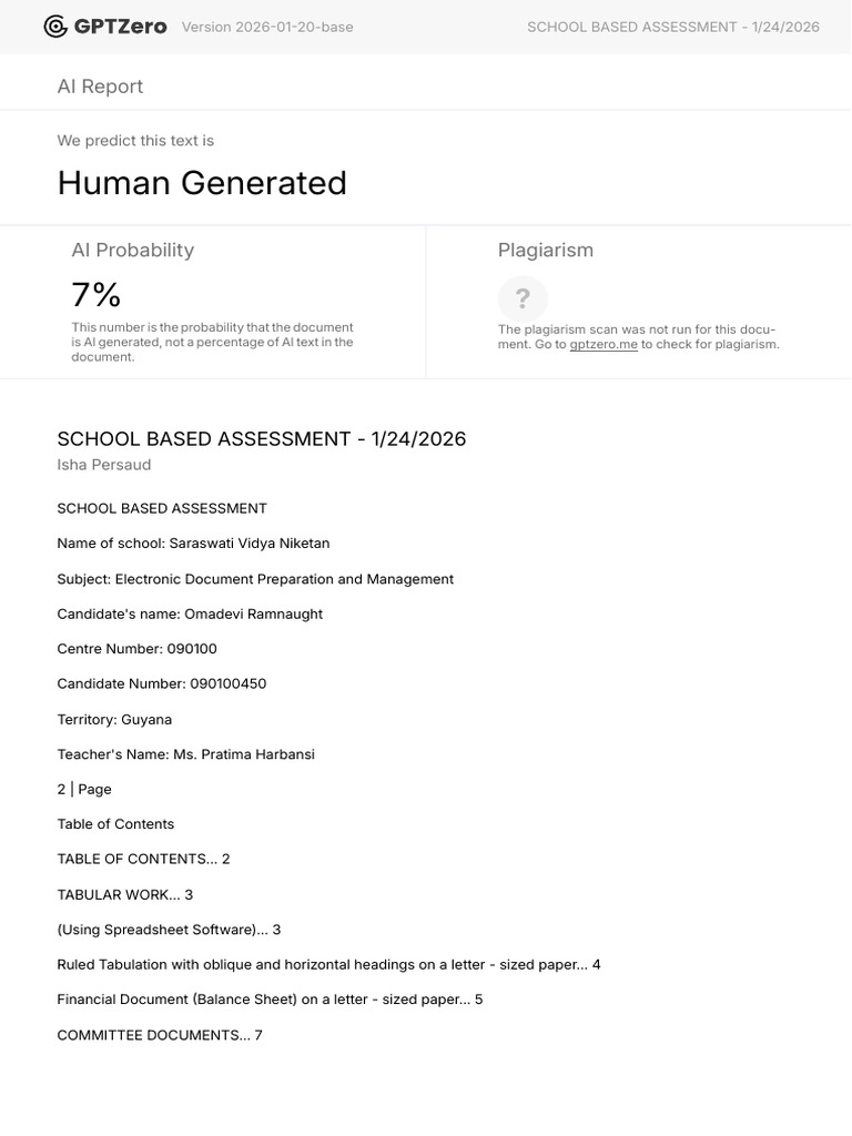 Gptzero Ai Scan - School Based Assessment | PDF | Balance Sheet