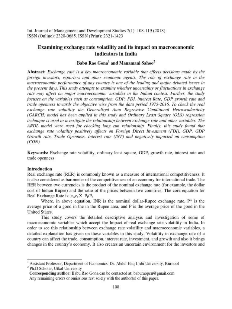 Examining Exchange Rate Volatility and I | PDF | Exchange Rate ...