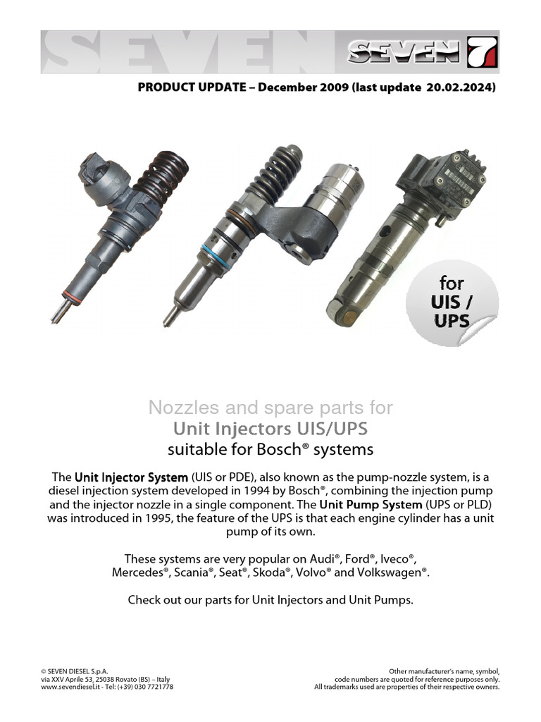 Nozzles and Spare Parts For: Unit Injectors UIS/UPS Unit Injectors UIS ...