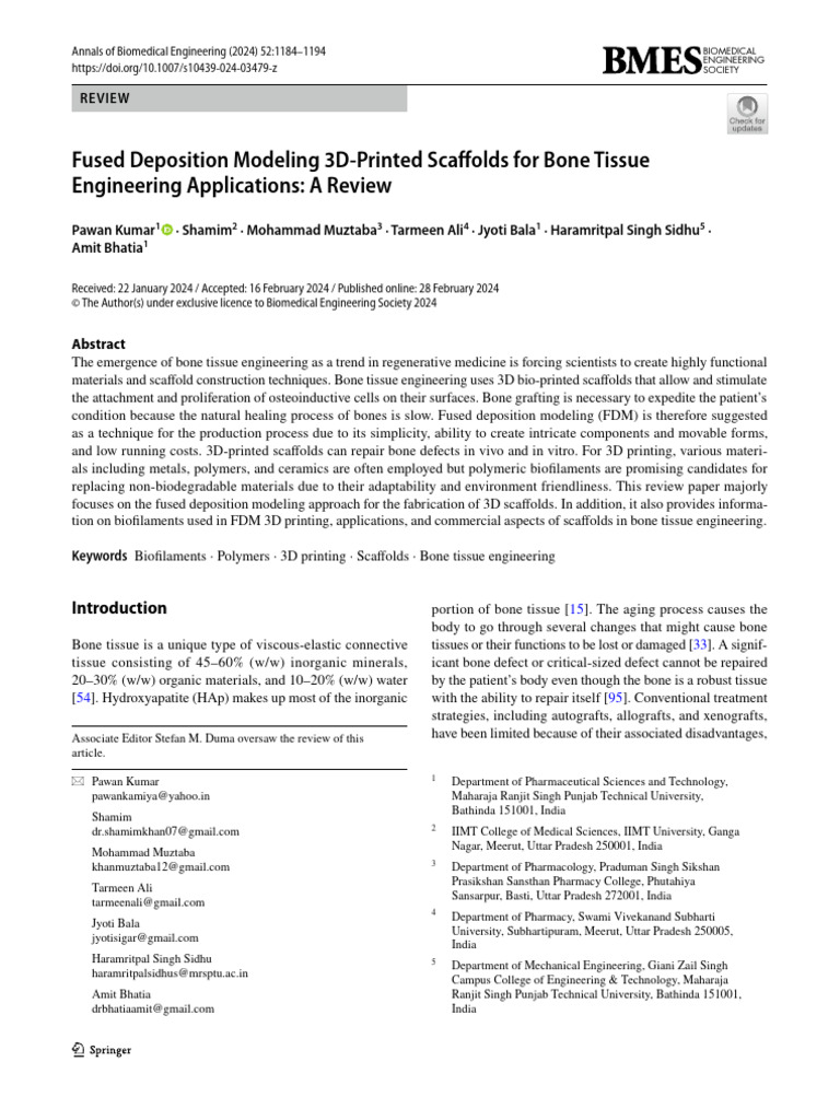 Fused Deposition Modeling 3D Printed Scaffolds For Bone Tissue ...
