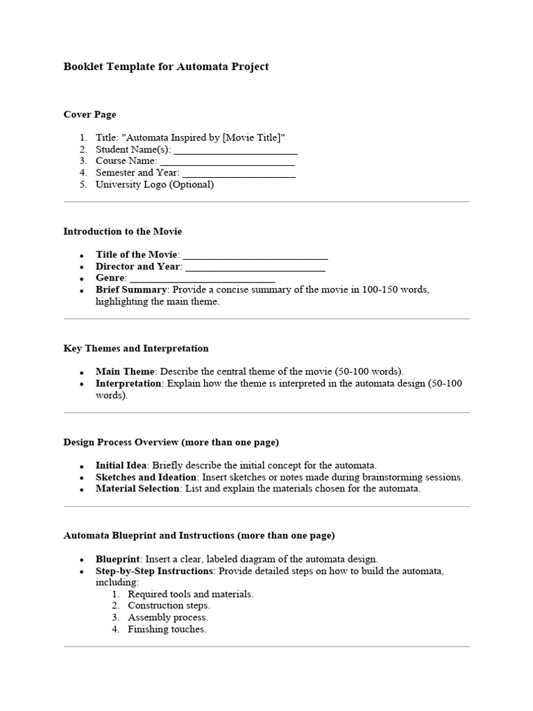 Booklet Template For Automata | PDF