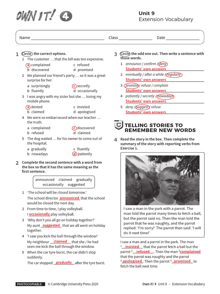 Extension Vocabulary Unit9 With Answers | PDF | Linguistics