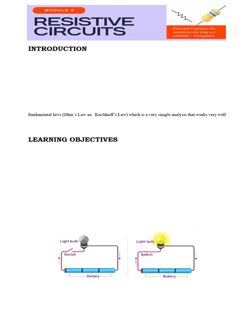 Module 2. Resistive Circuits | PDF | Electrical Resistance And ...