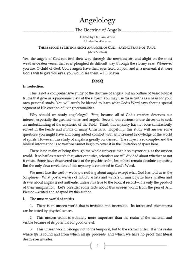 Angelology, The Doctrine of Angels (Article) Author Dr. Sam Wolfe | PDF ...