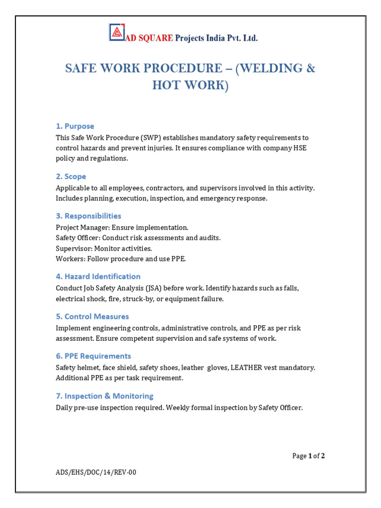 Welding Hot Work SWP | PDF