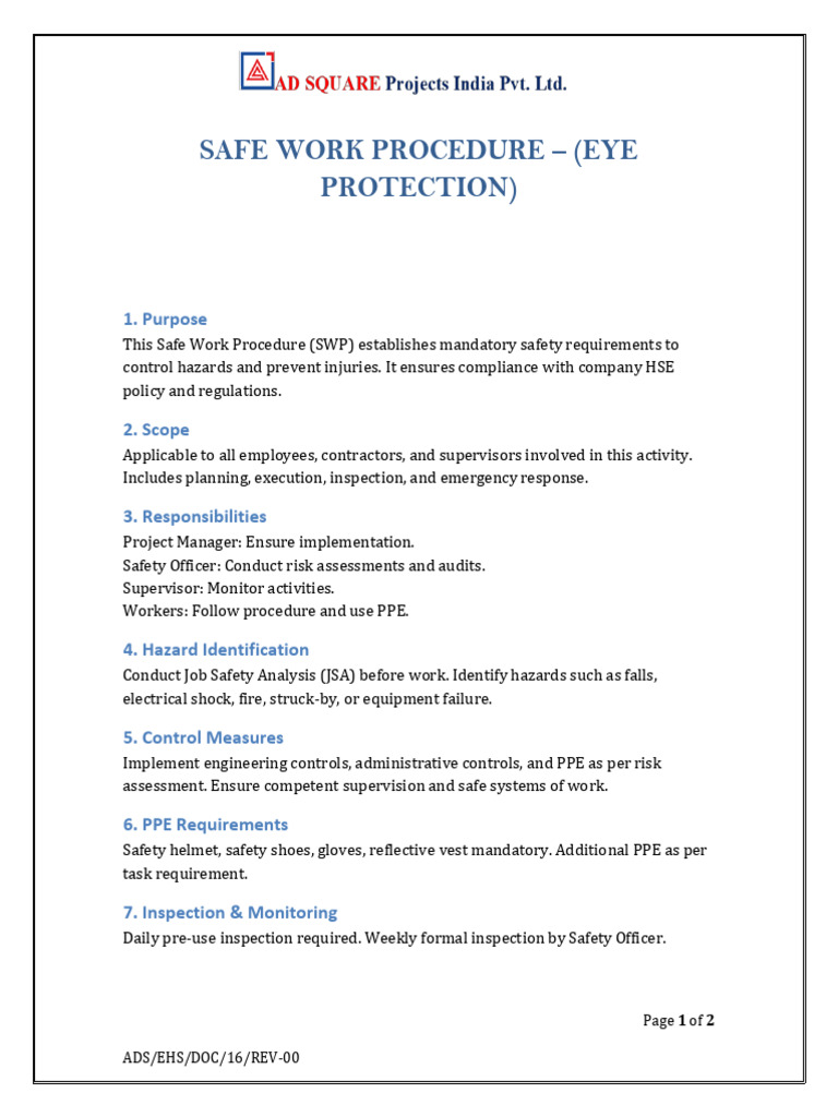 Eye Protection SWP | PDF