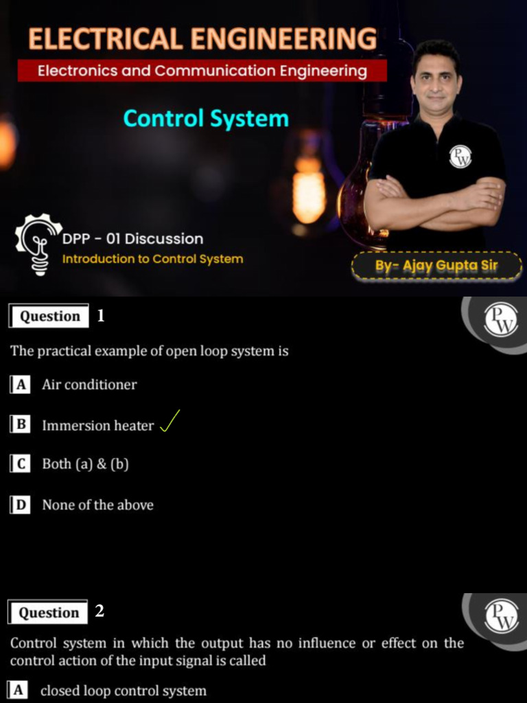 Introduction To Control System - DPP - 01 Discussion Notes | PDF