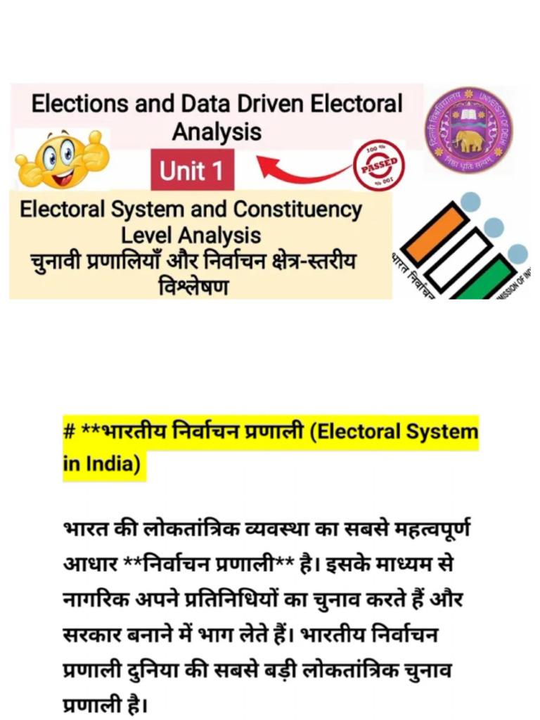 Electoral System Constituency... Unit 1 | PDF