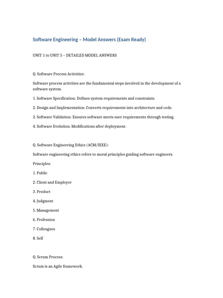 Software Engineering Model Answers | PDF