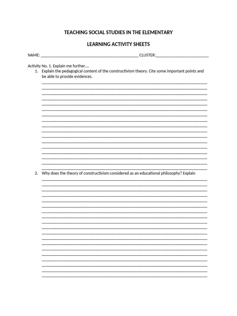 LAS No.1 in Teaching Social Studies in The Elementary Grades | PDF ...