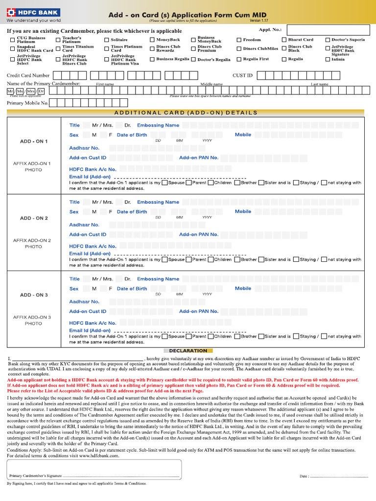Add On Card Application | PDF