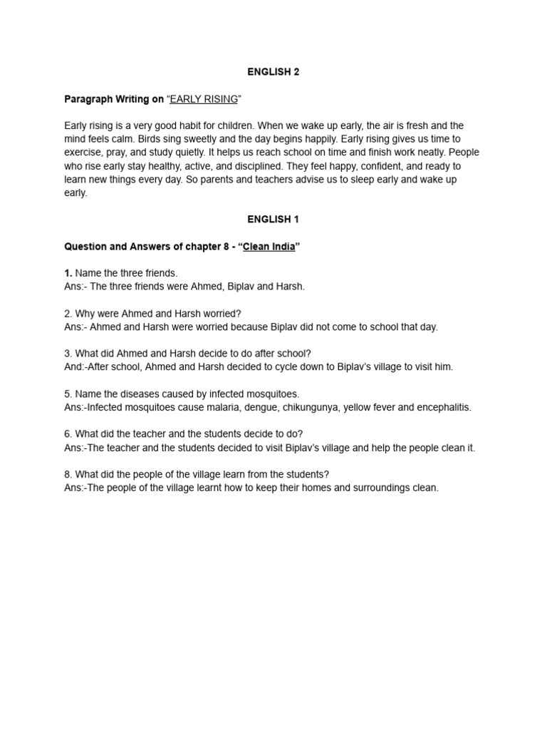 English Paragraph and Q - A | PDF