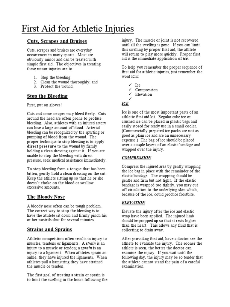 1stAid Athletic Injuries | PDF | First Aid | Clinical Medicine