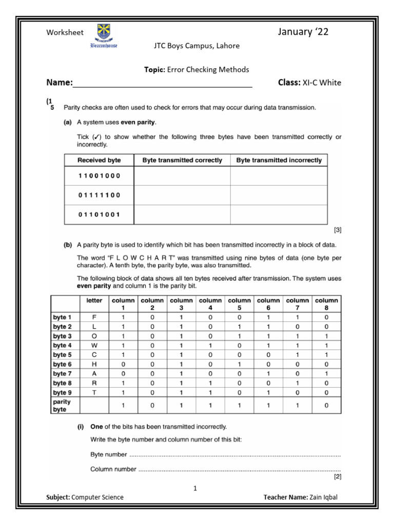 Error Checking Methods | PDF | Schools