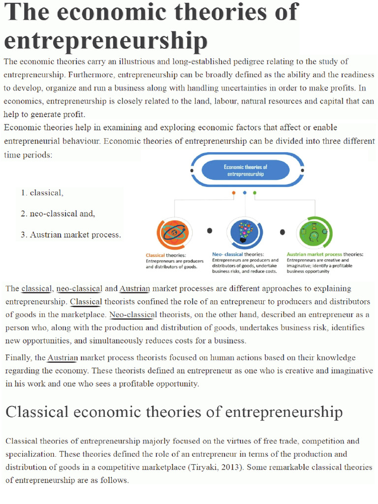 1 Introduction (3 Theories of Entrepreneurship) | PDF