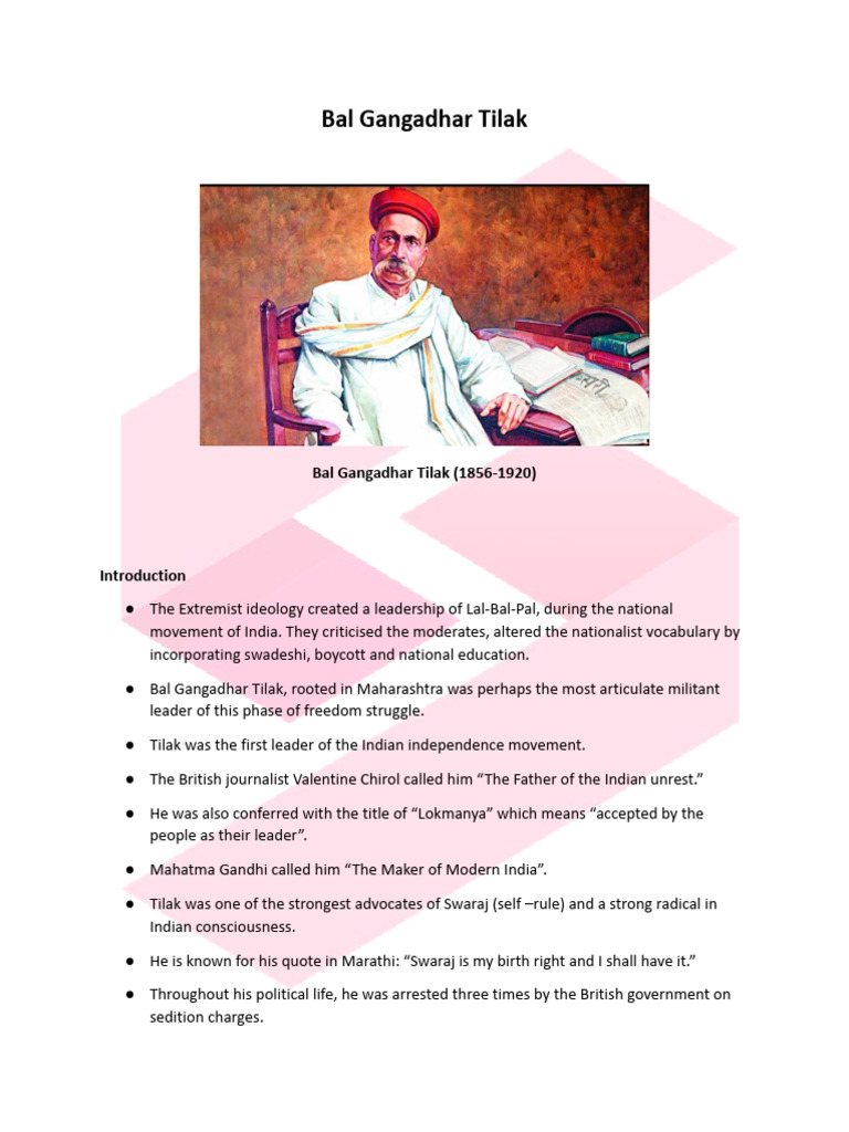 Bal Gangadhar Tilak | PDF | Indian Nationalism