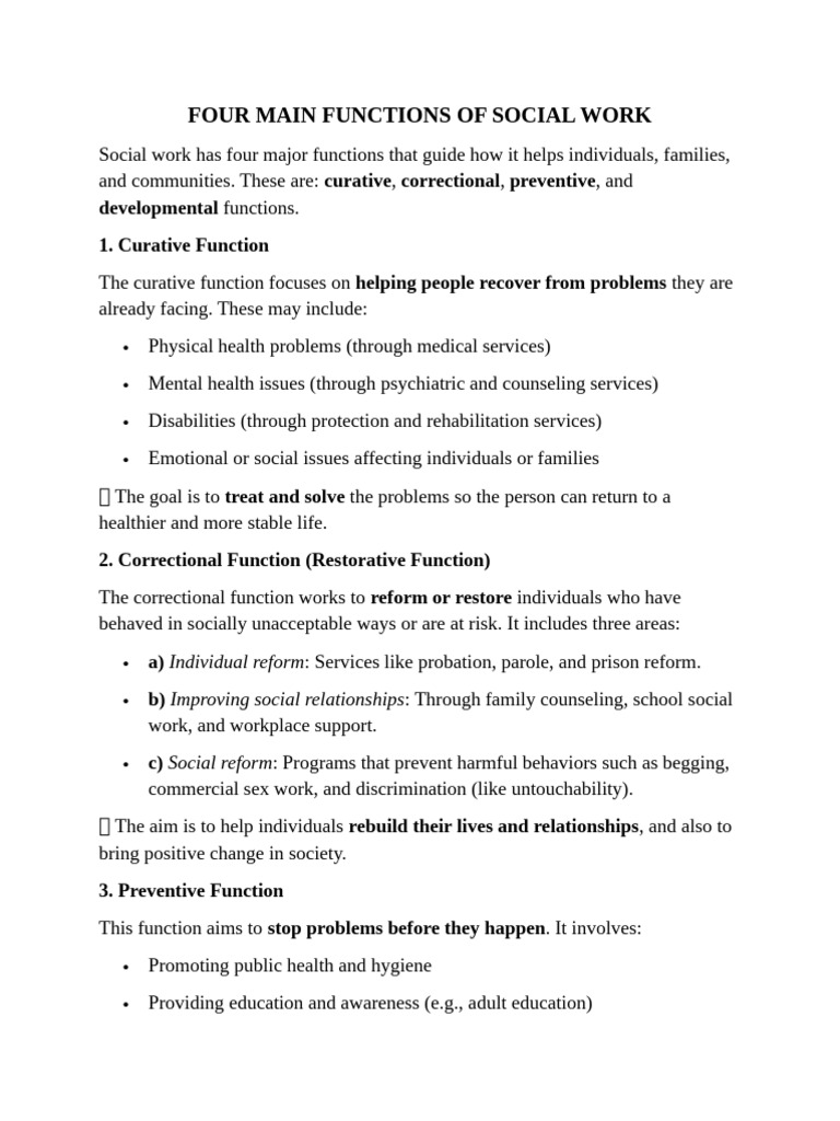 Functions of SW Combinded | PDF | Social Work | Mental Disorder