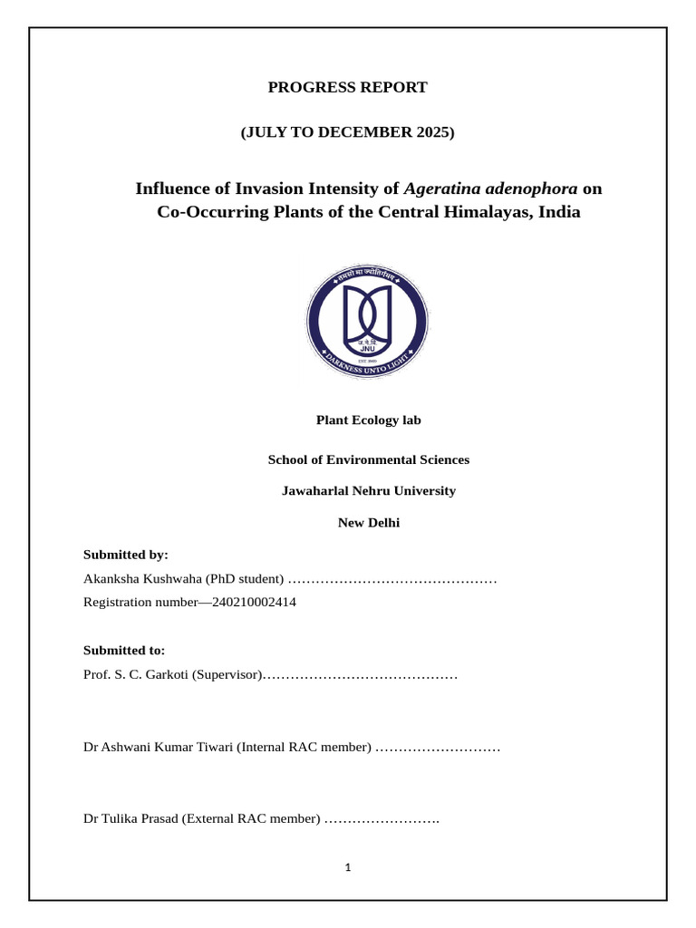 Progress Report July To Dec 2025 | PDF | Ecosystem | Forests
