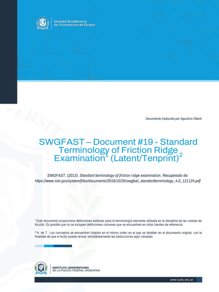 Traduccion de SWGFAST - Documento 19 - Terminologia Estandar para Los ...