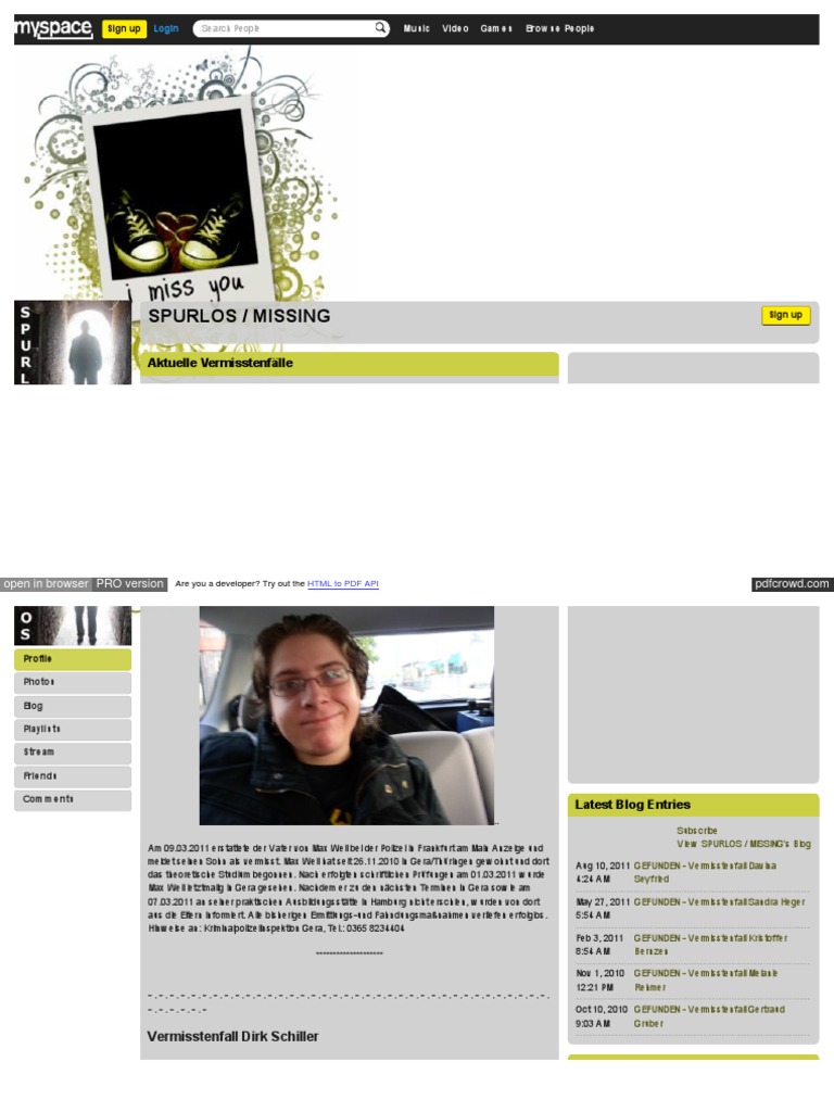 Aktuelle Vermisste Personen