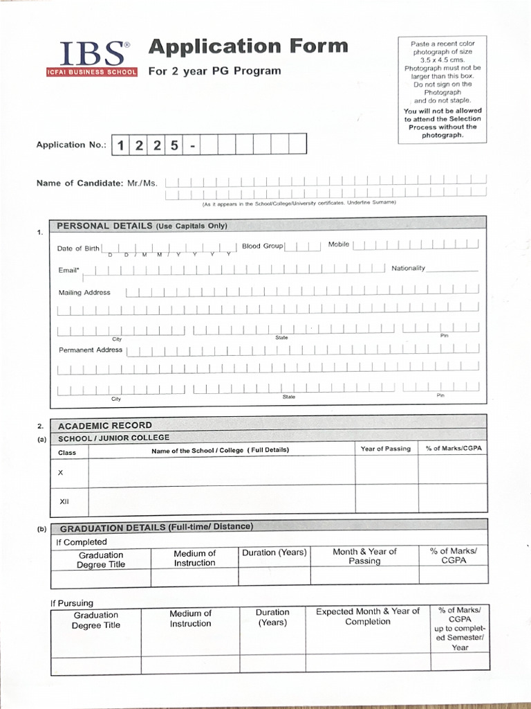 IBS Application Form | PDF