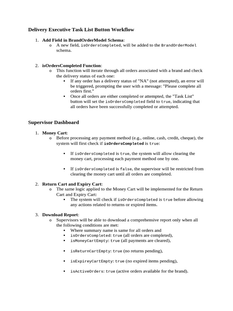 Delivery Executive Task List Button Workflow | PDF | Computing ...