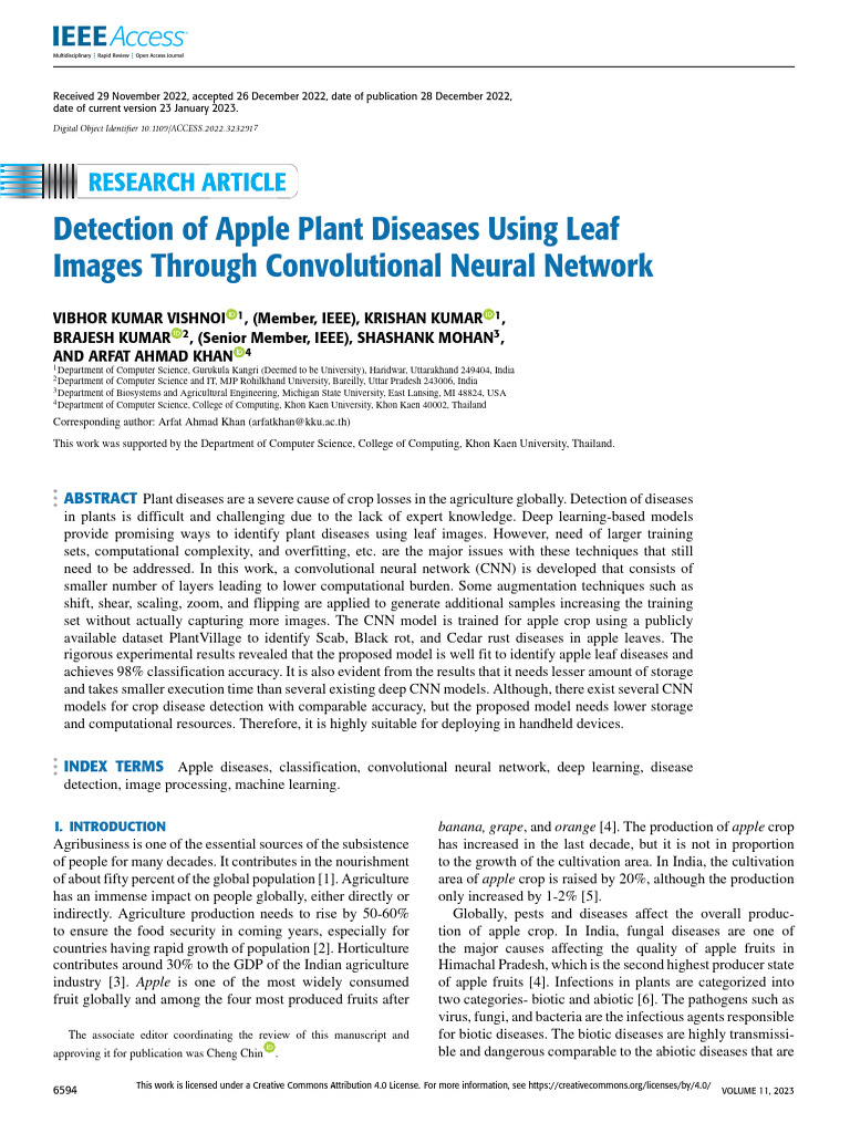 Detection of Apple Plant Diseases Using Leaf Images Through ...