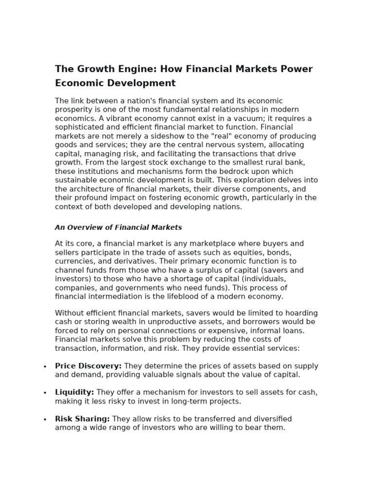 Financial Markets and Economic Development | PDF | Money Market ...