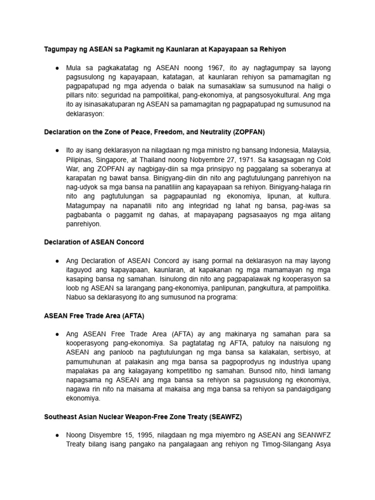 Tagumpay NG Asean | PDF